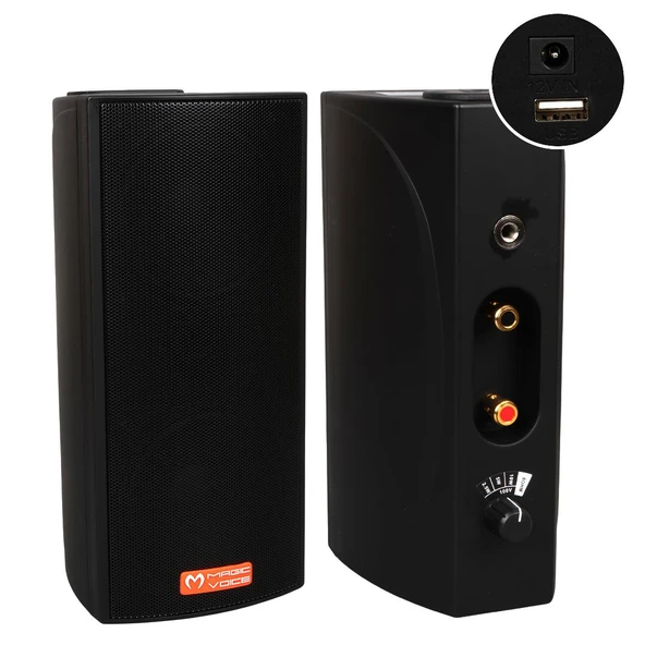 Magicvoice MV-19 2X7.5 CM 40 Watt Komütatörlü Hat Trafolu Siyah Sütun Hoparlör 2'Li Okul Cami Konferans Salonu Hoparlörü ürün görseli 1
