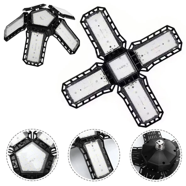 Ayt Ledx Ayarlanabilir Açılı 4 Kanatlı 108 Smd Ledli Galaxy Projektör Işığı 50W 5500 Lumen E27 Duy Ampul 32Cm Çap ürün görseli 1
