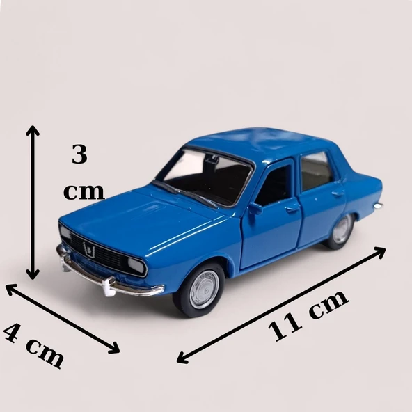 Nostaljik Metal Çek Bırak Mavi Araba Renault 12 Kapılar Açılır ürün görseli 1