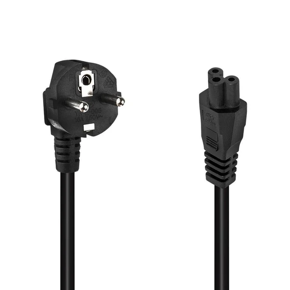 Ayt RC-901 3x0.75 Mm Siyah 1.5 Metre Notebook Laptop Power Elektirik Kablosu Yonca Kablo ürün görseli 1