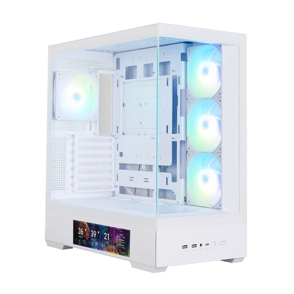 ZALMAN P40 DS WHITE ATX MID TOWER BEYAZ KASA 2 X USB 3.0, 1 X USB Type-C,1 X Mikrofon, 1 X Kulaklık, 4x 120mm ARGB Fan ürün görseli 1