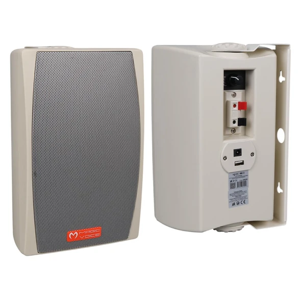 Magicvoice MV-24 13 CM 50 Watt Komütatörlü Hat Trafolu Beyaz Sütun Hoparlör 2'Li Okul Cami Konferans Salonu Hoparlörü ürün görseli 1