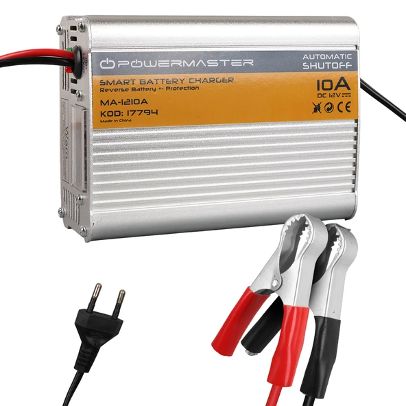 Ayt Powermaster MA-1210A 12 Volt 10 Amper Akıllı Hızlı Akü Şarj Cihazı Oto Araç Motosiklet Karavan Analog Amper Göstergeli ürün görseli 1