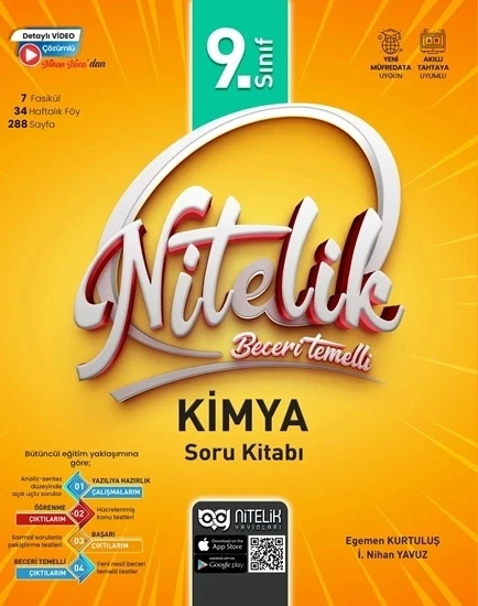 Nitelik 9.sınıf Kimya Soru Kitabı Beceri Temelli Yeni ürün görseli 1