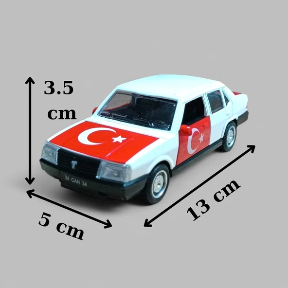 Nostaljik Metal Çek Bırak Türk Bayraklı Beyaz Tofaş Şahin Araba Kapılar Açılır ürün görseli 1
