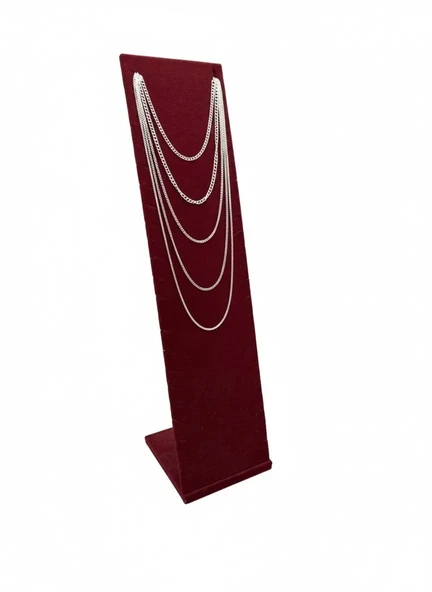 Moscow Model Süet Kumaş Bordo Renk 40/10 cm Ayaklı Takı Sergileme Standı ürün görseli 1