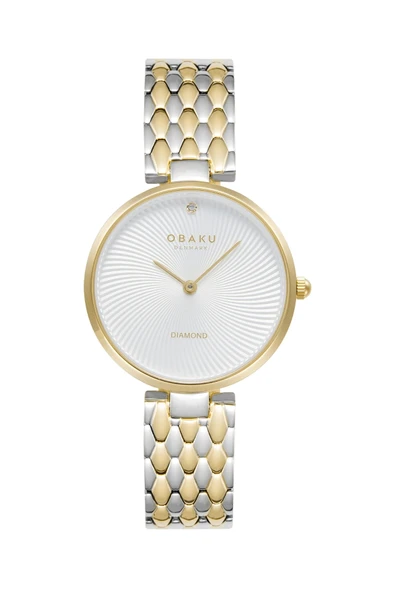 Obaku Denmark V256LXFISF Quartz Çelik Altın/Gri Beyaz Kadran 32 mm Kadın Kol Saati ürün görseli 1