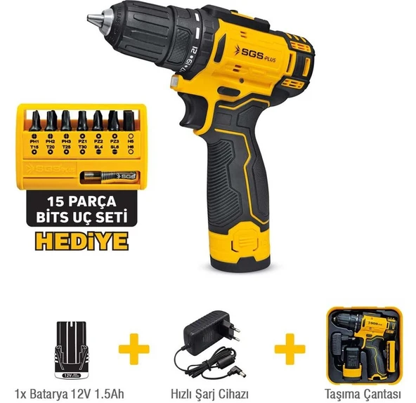 Sgs 5147 Akülü Vidalama Matkabı 12V Tek Akülü 1,5AMPER ürün görseli 1