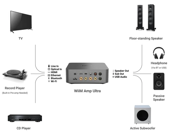Wiim AMP ULTRA  Network Streamer Amplifikatör Space Gray - Resim 3