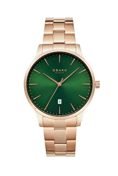 Obaku Denmark V247XDVESV Quartz Çelik Rose Yeşil Kadran 42 mm Erkek Kol Saati ürün görseli 1