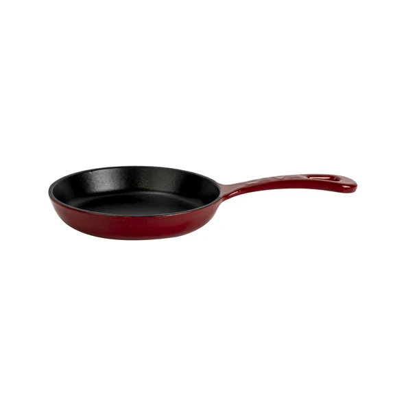 Lava Döküm Yuvarlak Kızartma Tavası Yekpare Saplı. Çap(Ø)16cm.-Bordo ürün görseli 1