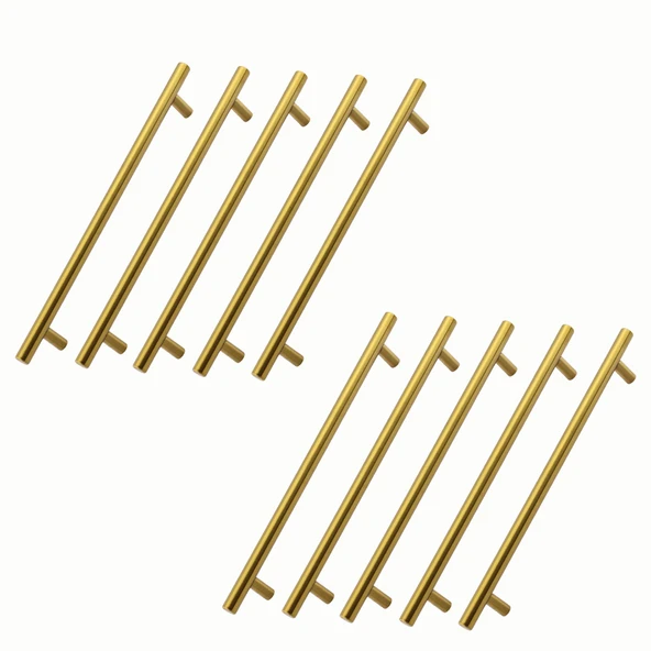 Alteta Gold Altın 224 mm 10 Adet Set Metal Mobilya Kulp Mutfak Dolap Çekmece Dolabı Kapak Kulpları ürün görseli 1
