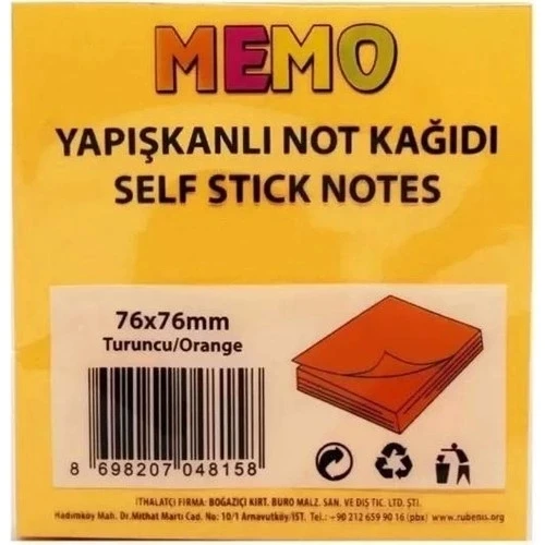 Rubenis 76*76 Mm 50 Yaprak Şeffaf Postit Turuncu Rps-153 ürün görseli 1