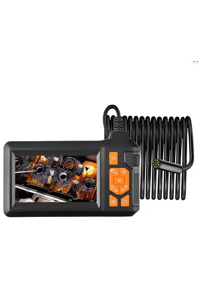 Ekranlı 3 kameralı 10 Mt Hafıza Kart Destekli Sert Kablo Yılan Endoskop Kamera 8 mm 4.3 ınc ürün görseli 1