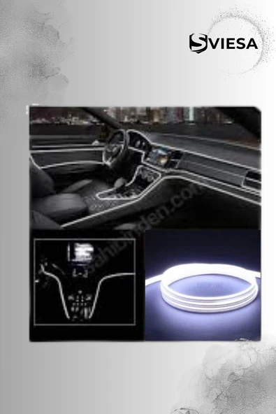 Araç Içi Torpido Ledi Şerit Led Ip Led Neon Beyaz 2 Metre ürün görseli 1