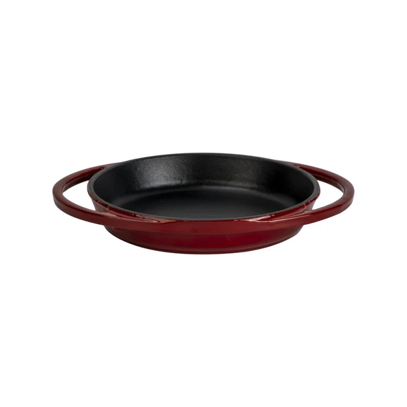 Lava Döküm Yuvarlak Sahan Döküm Demir Yekpare Çift Kulplu Çap(Ø)16cm.-Bordo ürün görseli 1