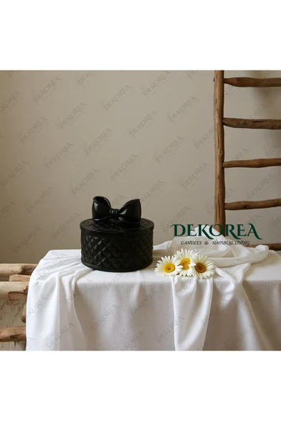 DEKOPOR Luxe Bow Yuvarlak Kapaklı Dekoratif Saklama Kutusu – Şık Organizer & Hediye Kutusu ürün görseli 1