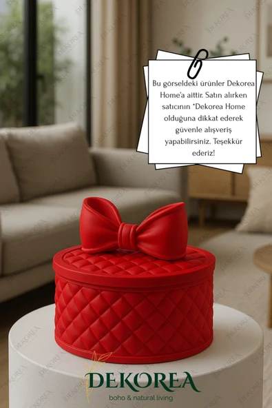 DEKOPOR Luxe Bow Yuvarlak Kapaklı Dekoratif Saklama Kutusu – Şık Organizer & Hediye Kutusu ürün görseli 1