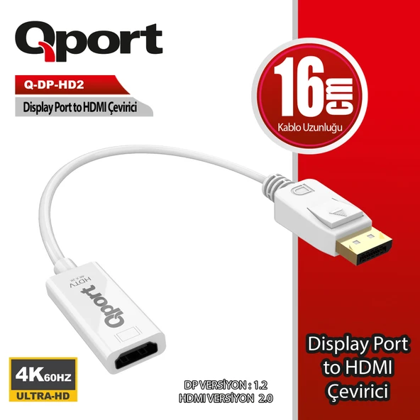 QPORT Q-DP-HD2 DISPLAY PORTUNDAN HDMI CEVIRICI 4K 60HZ ürün görseli 1