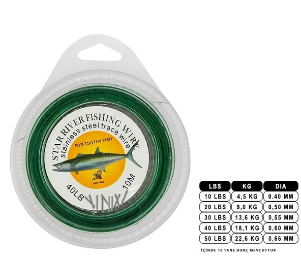 Portfish Çelik Telli 10 metre - BURÇLU 60 LBS ürün görseli 1