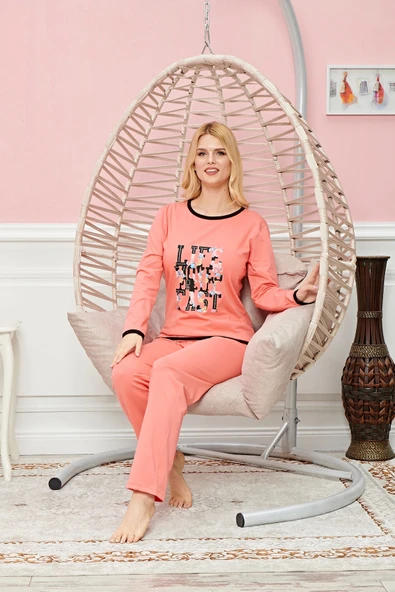 Bayan Uzun Kollu Pijama Takımı Model no 7601 ürün görseli 1