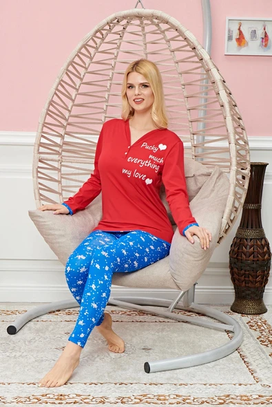 Bayan Uzun Kollu Pijama Takımı Model no 7584 ürün görseli 1