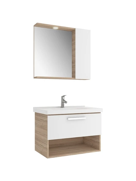 Kale Trevi Beyaz-Meşe Banyo Dolabı Takımı 80 cm ürün görseli 1