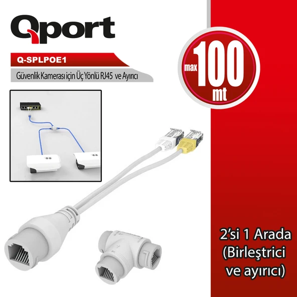 QPORT Q-SPLPOE1 POE SPLITTER 2IN1 AG KONNEKTORU + ürün görseli 1
