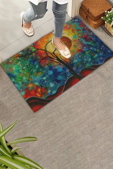 Valerine Life Masalsı Güneş Işıltılı Renklerin Dansı Welcome Hoş Geldiniz Kapı Önü Paspası 45x70cm ürün görseli 1