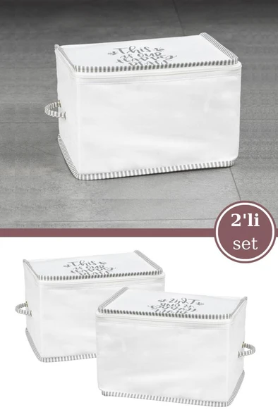 2’li İpli Kazak Hurcu Set, Yatak Baza Kanepe Altı Kıyafet Çamaşır Eşarp Düzenleyici (30x20cm) 2 Adet ürün görseli 1