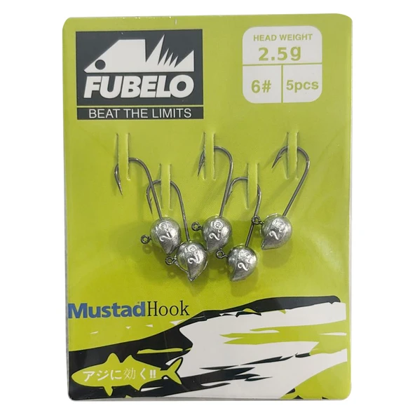Fubelo Sharp Head 5 Adet Jig Head  2.5gr 6no ürün görseli 1