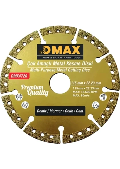 Dmax Çok Amaçlı Metal Kesme Disk 115MM x 22-23MM DMX4720 ürün görseli 1