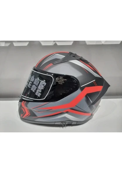 MTS Kask Mts Pro 801 Twılgh Güneş Gözlüklü Mat Gri/kırmızı ürün görseli 1