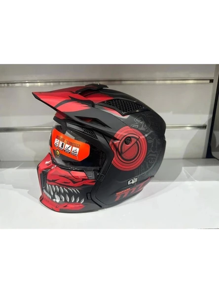 Kask Streetfıghter Sv Aztec B5 Mat Siyah/kırmızı ürün görseli 1