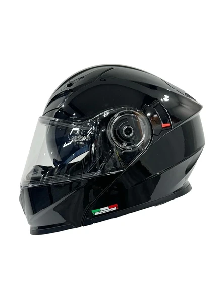 Sway Kask Sway 926 Parlak Siyah Çene Açılır ürün görseli 1