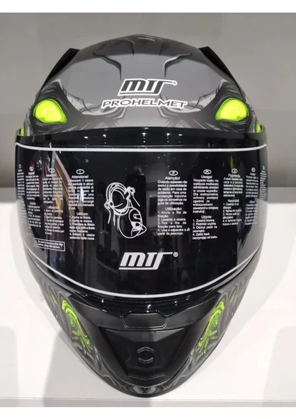 MTS Kask Mts Pro 801 Zombi Güneş Gözlüklü Grey/whıte/yellow ürün görseli 1