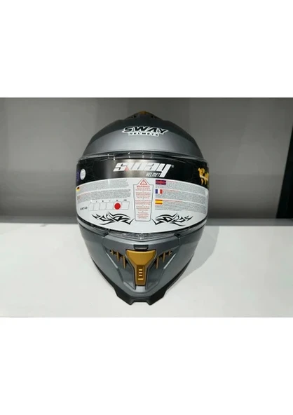 Sway Kask Sway SW-865 Mat Gri Güneş Gözlüklü ürün görseli 1