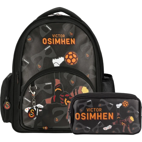 3 Bölmeli Victor Osimhen Suni Deri Okul Çantası + Kalemlik ürün görseli 1