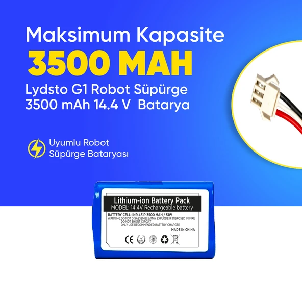 Lydsto G1 Robot Süpürge 3500 mAh 14.4 V  Batarya – Orjinal Uyumlu Uzun Ömürlü, Yüksek Performans Pil ürün görseli 1