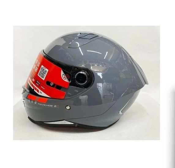 MT Kask mt Revenge 2 Parlak Gri A12 Şeffaf Vizörlü V14B ürün görseli 1
