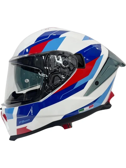 Sway Kask Sway Sw 865 Tıtan White Blue Red Güneş Gözlüklü ürün görseli 1