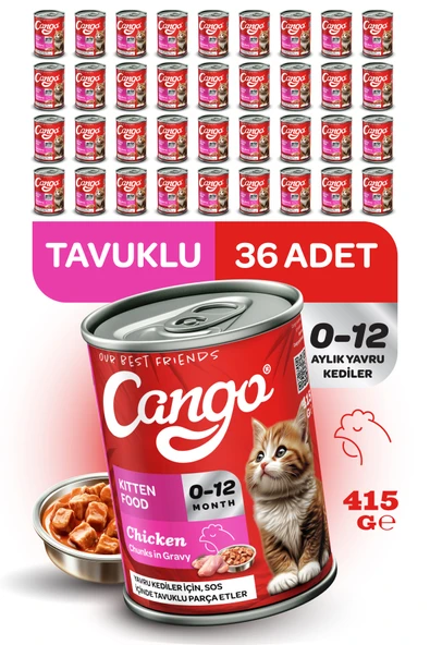 Cango Yavru Yaş Kedi Maması Tavuklu 415Gr 36Lı ürün görseli 1