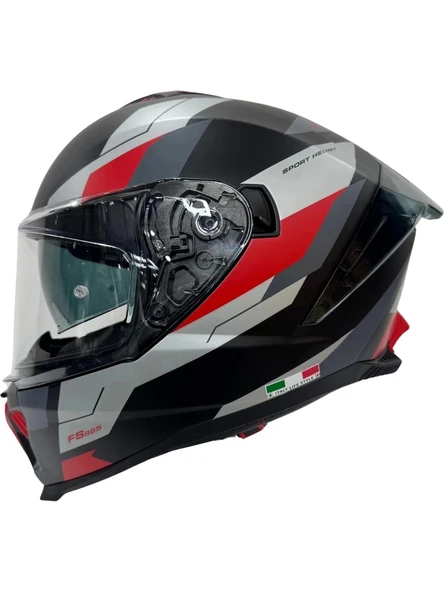 Sway Kask Sway Sw 865 Tıtan Black White Red Güneş Gözlüklü ürün görseli 1