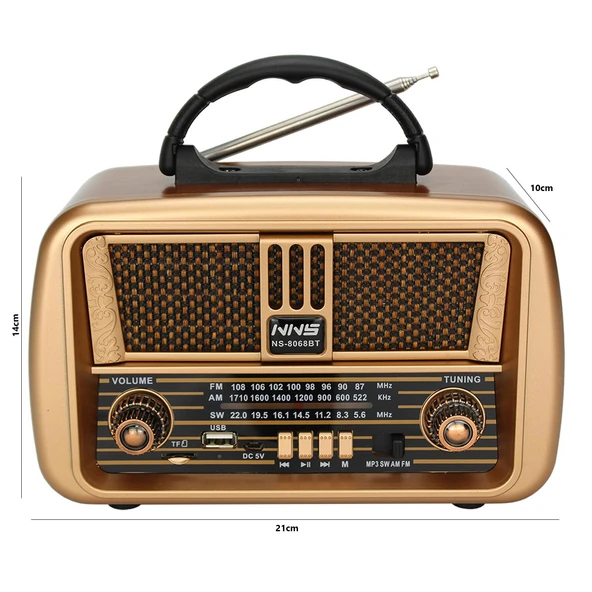 Nostaljik Ahşap Radyo Bluetootlu Usb Sd Mp3 Ns-8068BT ürün görseli 1