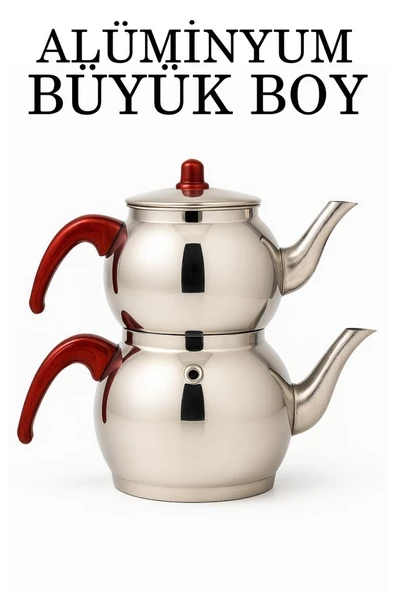 Alüminyum Küre Çaydanlık Büyük Boy Kahverengi Kulp ürün görseli 1