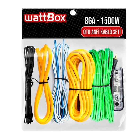 Oto Anfi Kablo Seti 8GA 1500w Wattbox WB-5068 ürün görseli 1