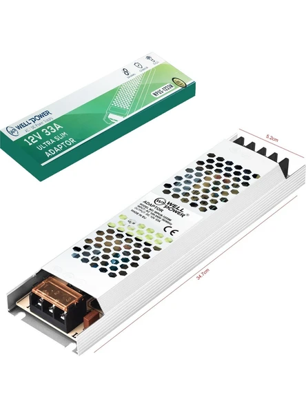 Wellpower WPUS-1233M Metal Kasa Adaptör Slim 12 Volt 33 Amper ürün görseli 1