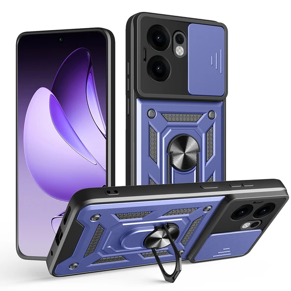 Oppo Reno 13F 5G Kılıf Yüzüklü Standlı Manyetikli Kamera Sürgülü Armor Zırh ürün görseli 1