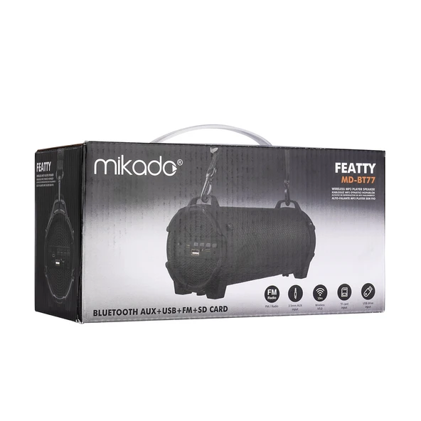Mikado MD-BT77 Siyah MP3 Oynatıcı Aux+Usb+FM+BT+TF Kartlı Speaker Hoparlör ürün görseli 1