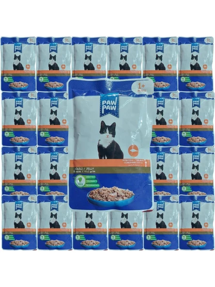 Paw Paw Jöle Içinde Somonlu Yaş Kedi Maması 85 gr x 24 Adet ürün görseli 1